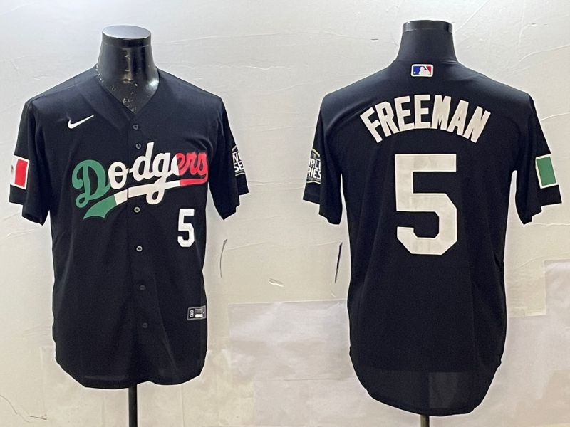 Men Los Angeles Dodgers 5 Freeman Black Fashion 2025 Nike MLB Jersey style 1